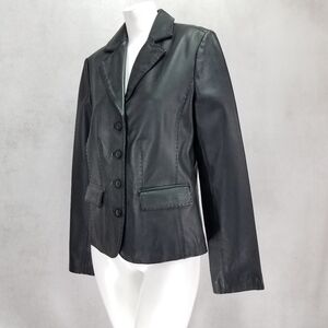 Sonoma Leather Jacket Blazer Genuine Lambskin Button front Buttery soft Women S